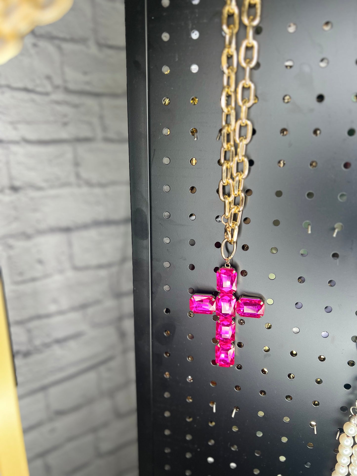 Gold Chain Crystal Cross