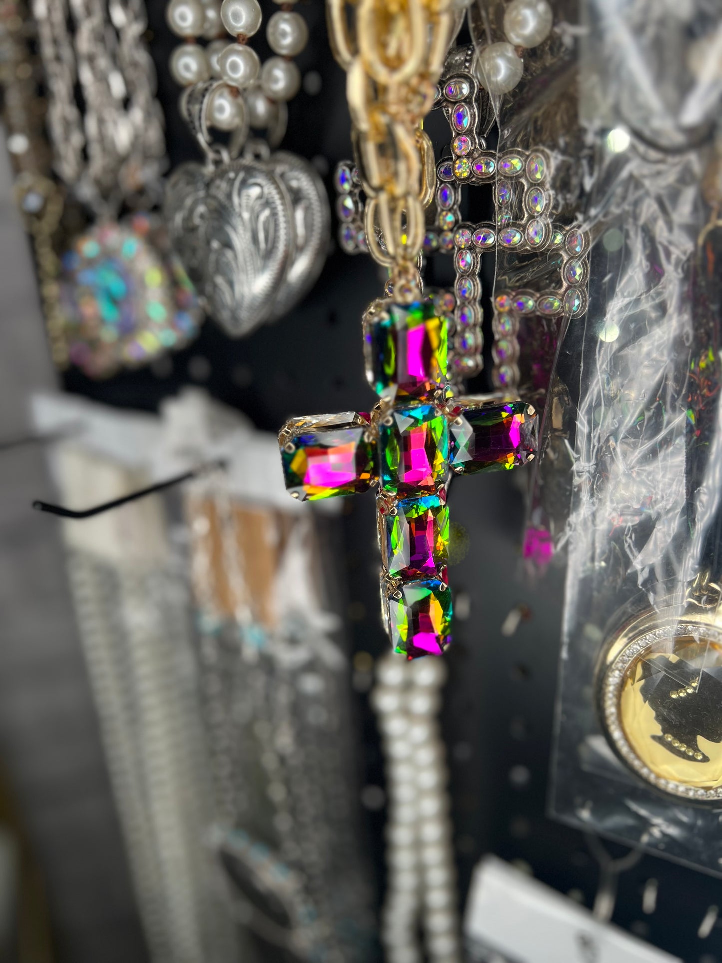 Gold Chain Crystal Cross