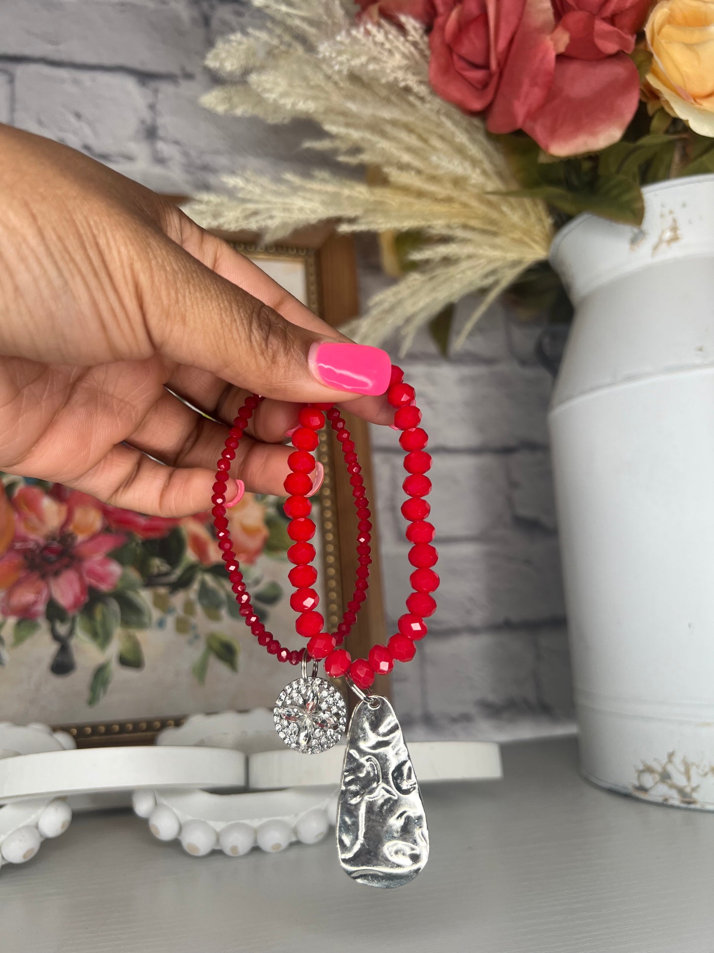 2 Piece Red Stretch Bracelet