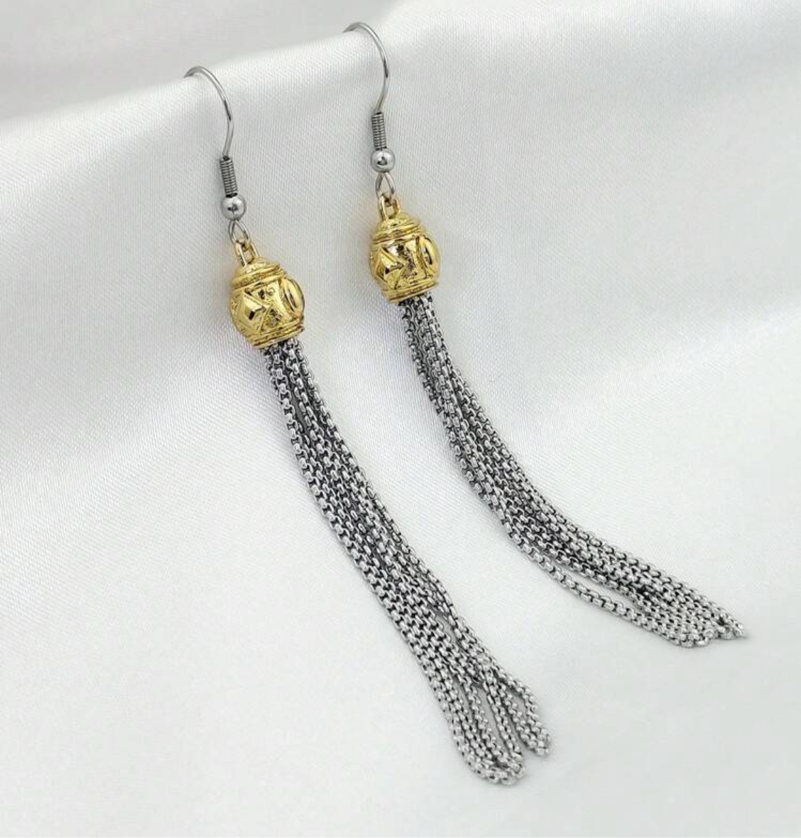 Silver and Gold Tassel Earrings