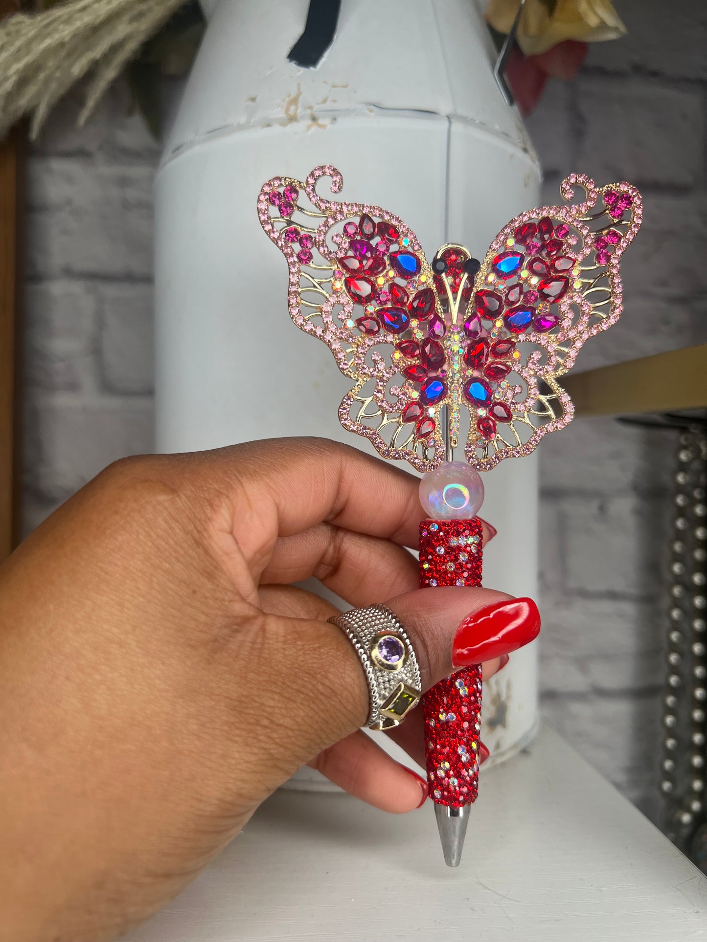 Bling Red Butterfly Pen