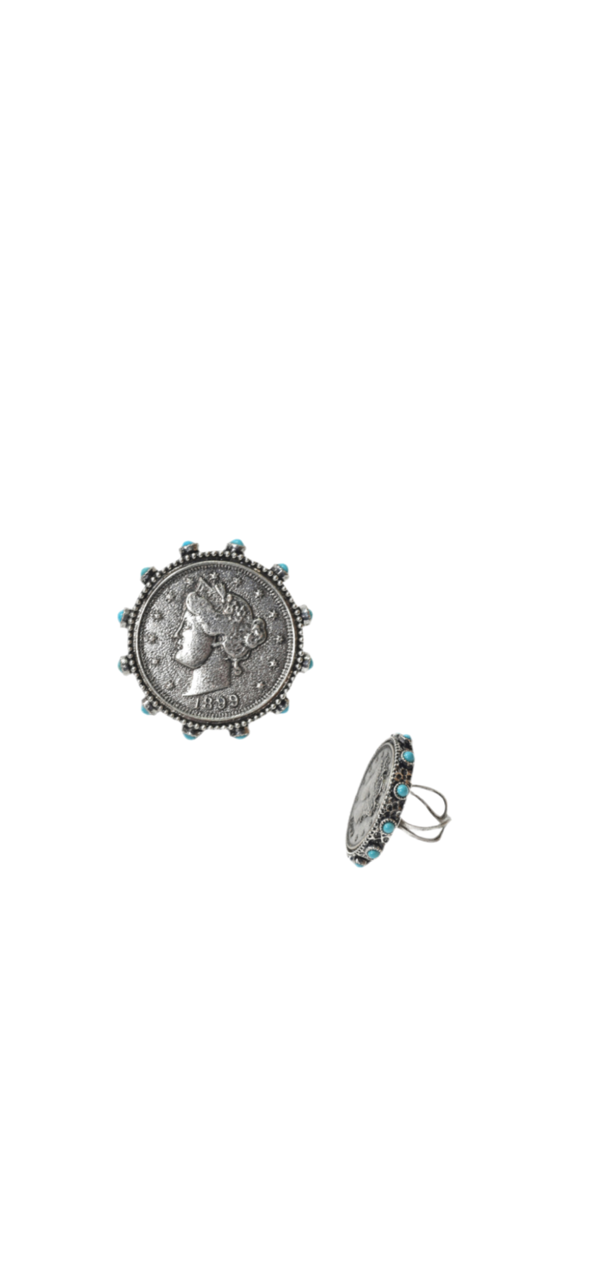 Turquoise Lady Liberty Coin Ring