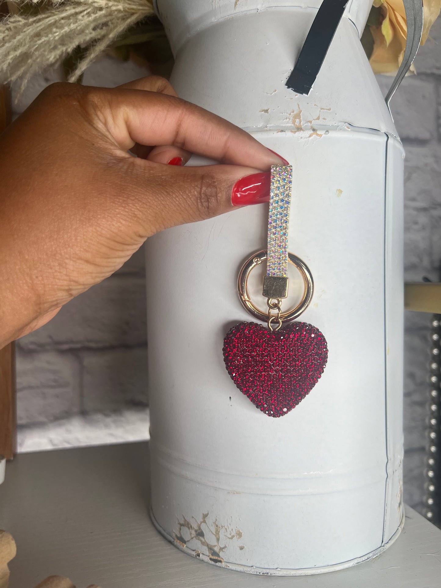 Bling Red Heart Keychain
