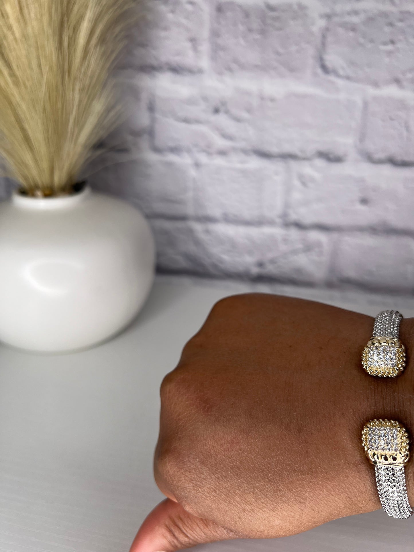 Gold Plated Cuff with micro CZ