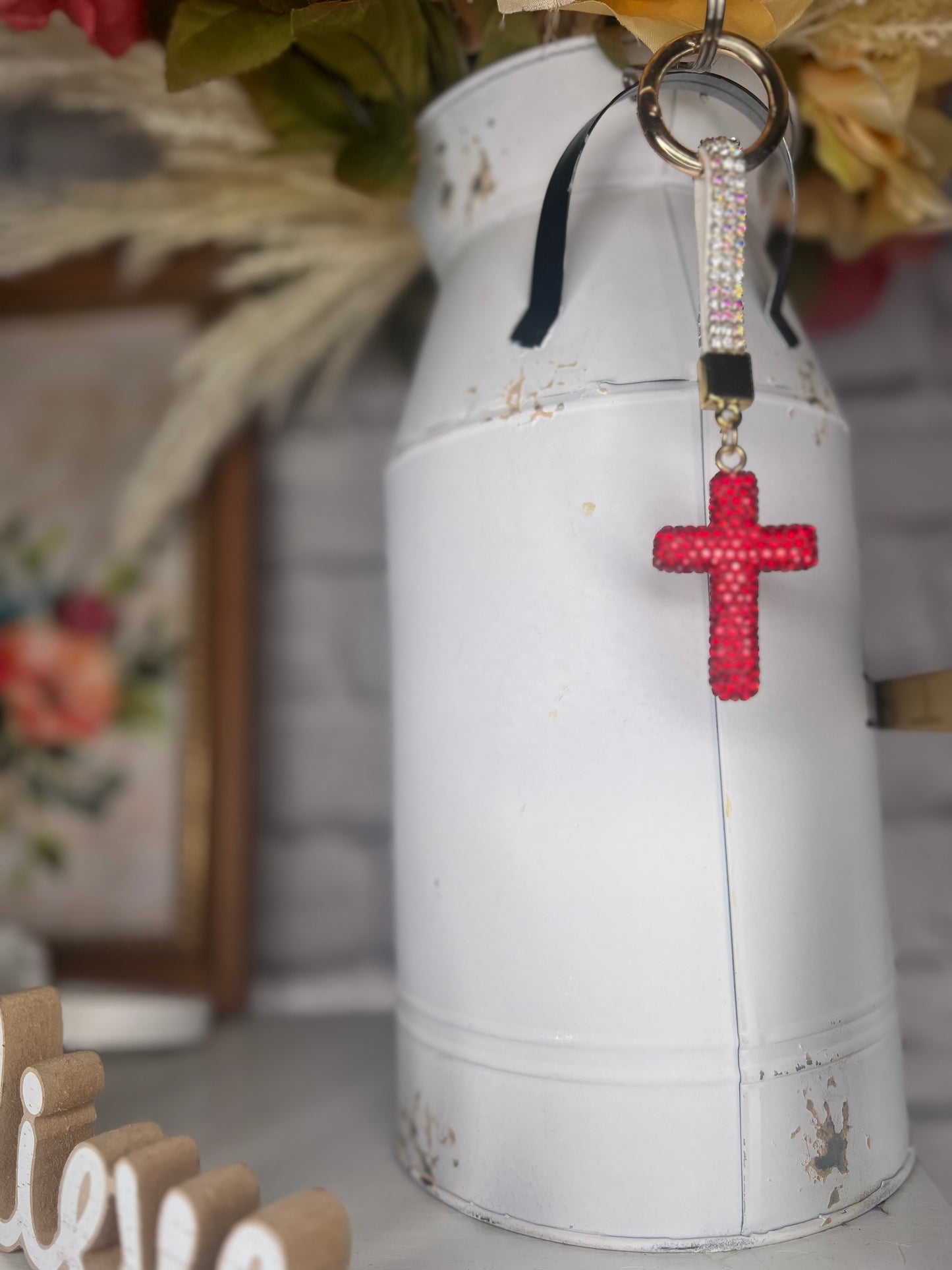 Bling Gold Cross Keychain