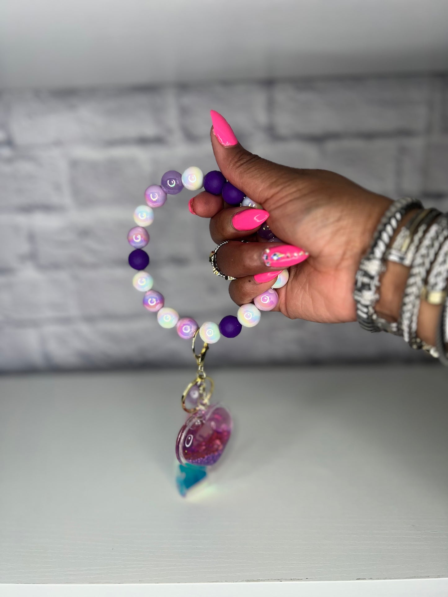 Gorgeous Purple Heart Keychain Wristlet