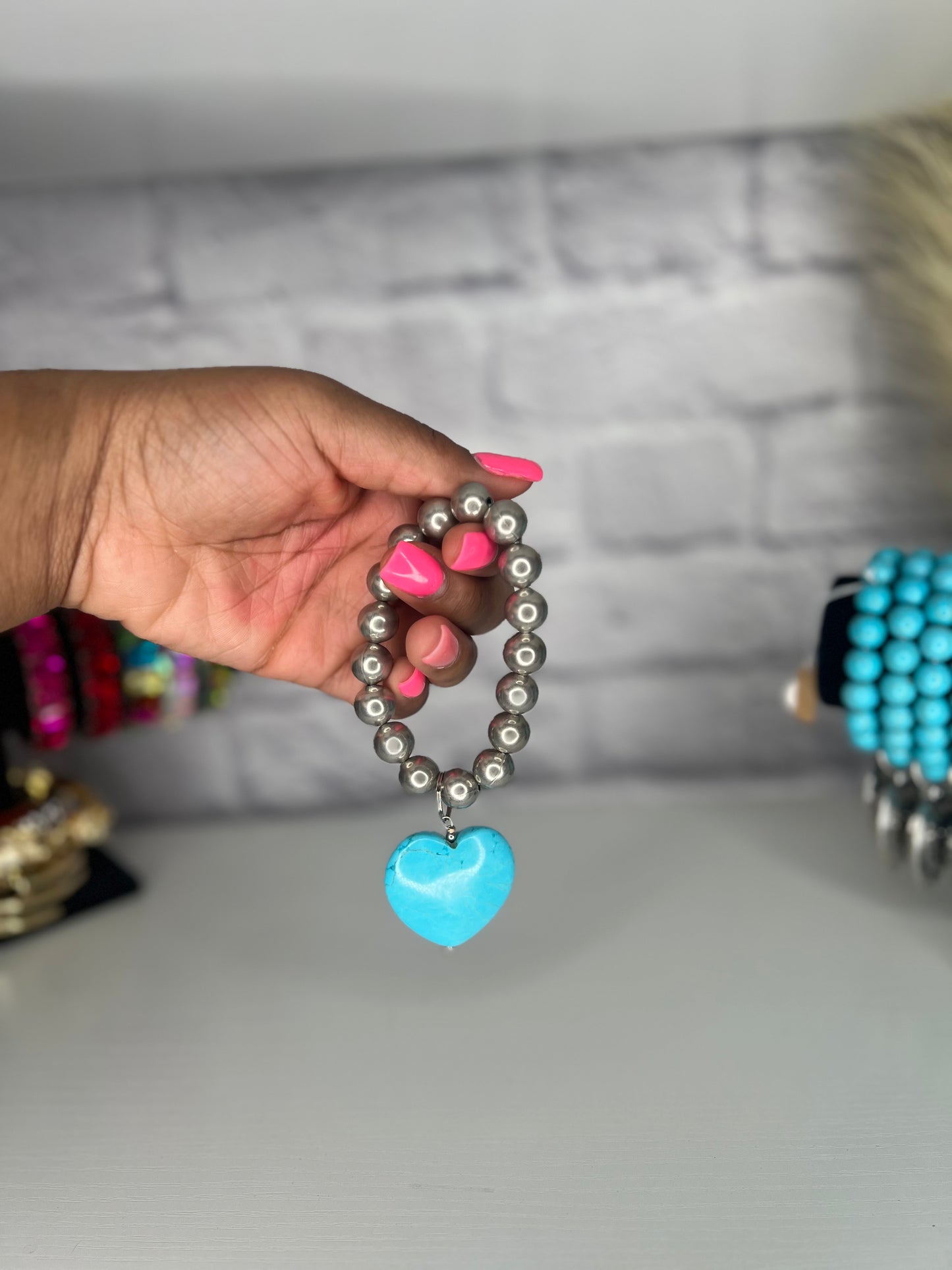 Turquoise Heart on NP Beads