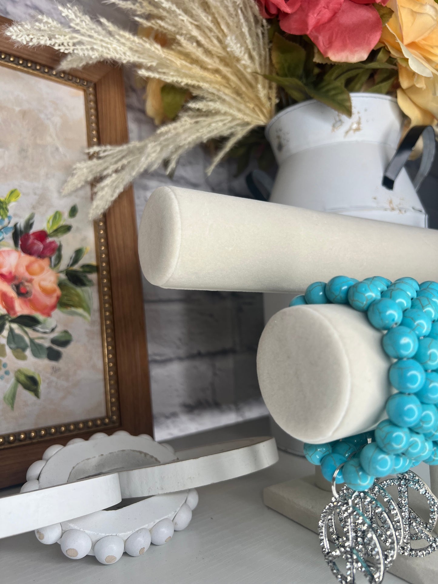Turquoise bracelet with peace, sign pendant