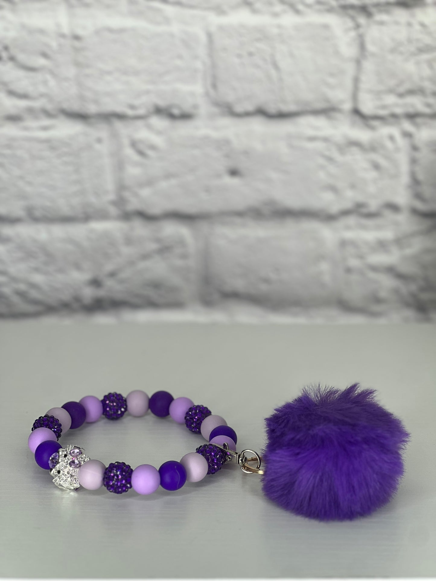 Dazzling Hello Kitty Purple Keychain Bracelet