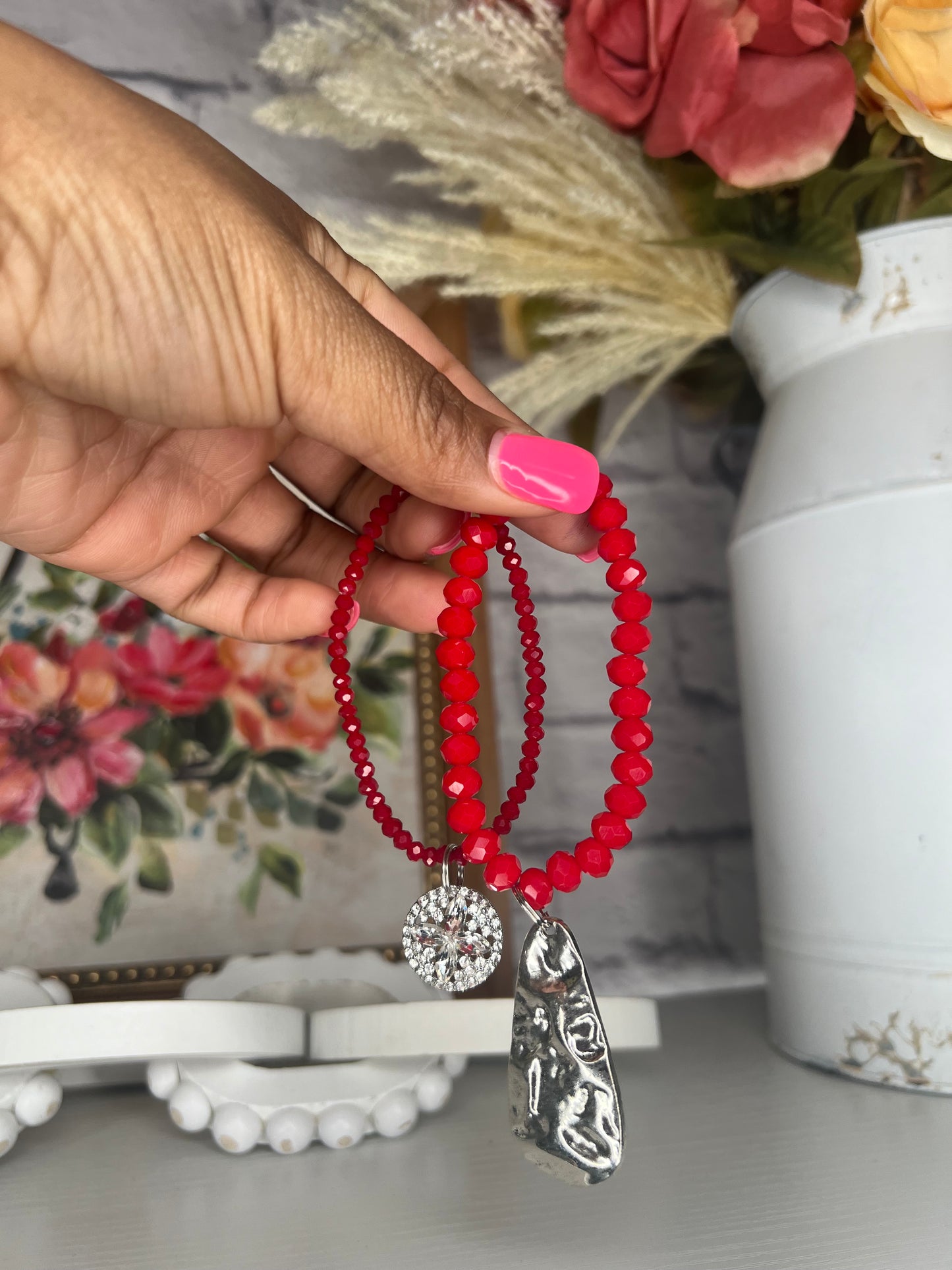 2 Piece Red Stretch Bracelet