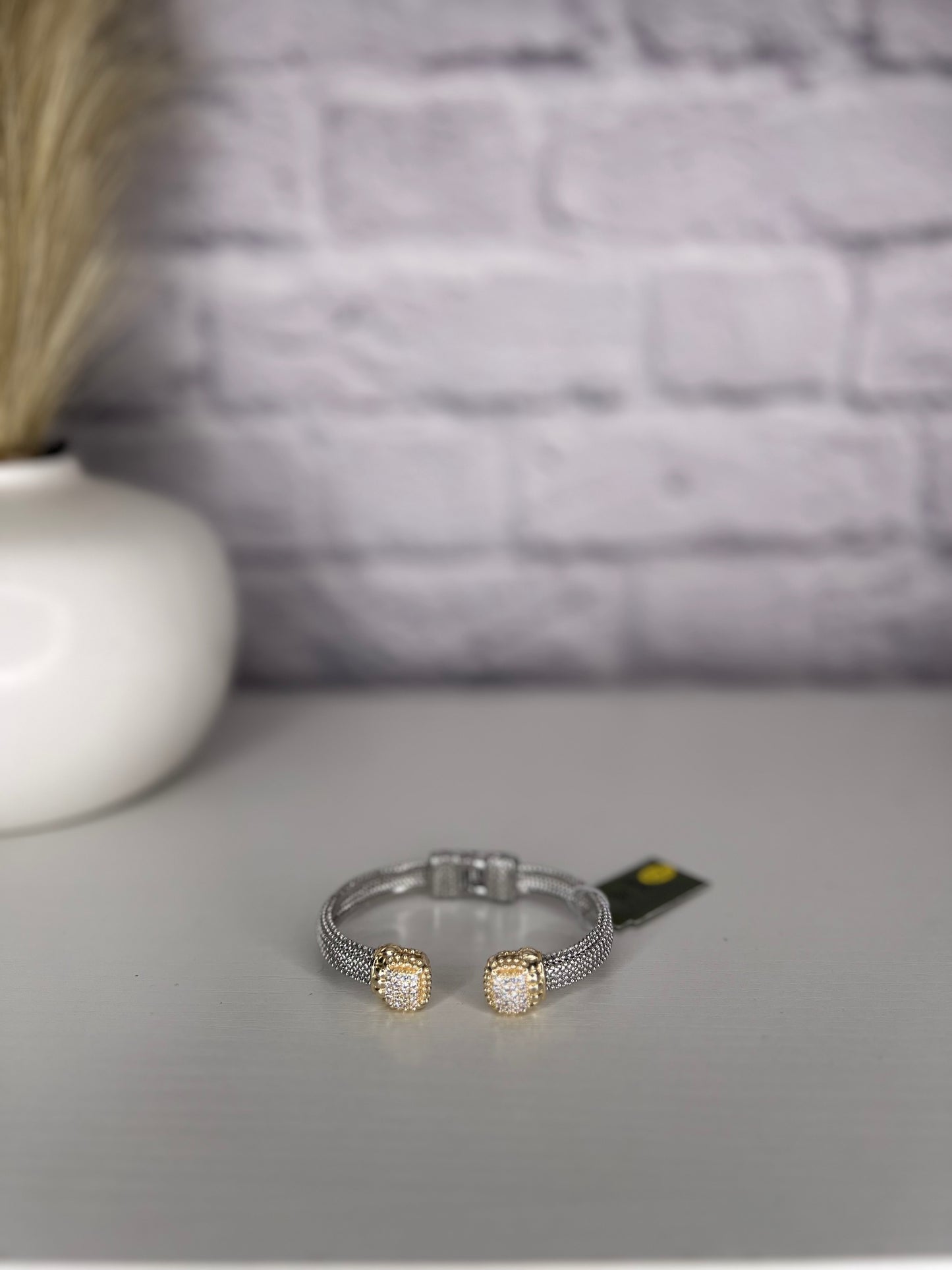 Gold Plated Cuff with micro CZ