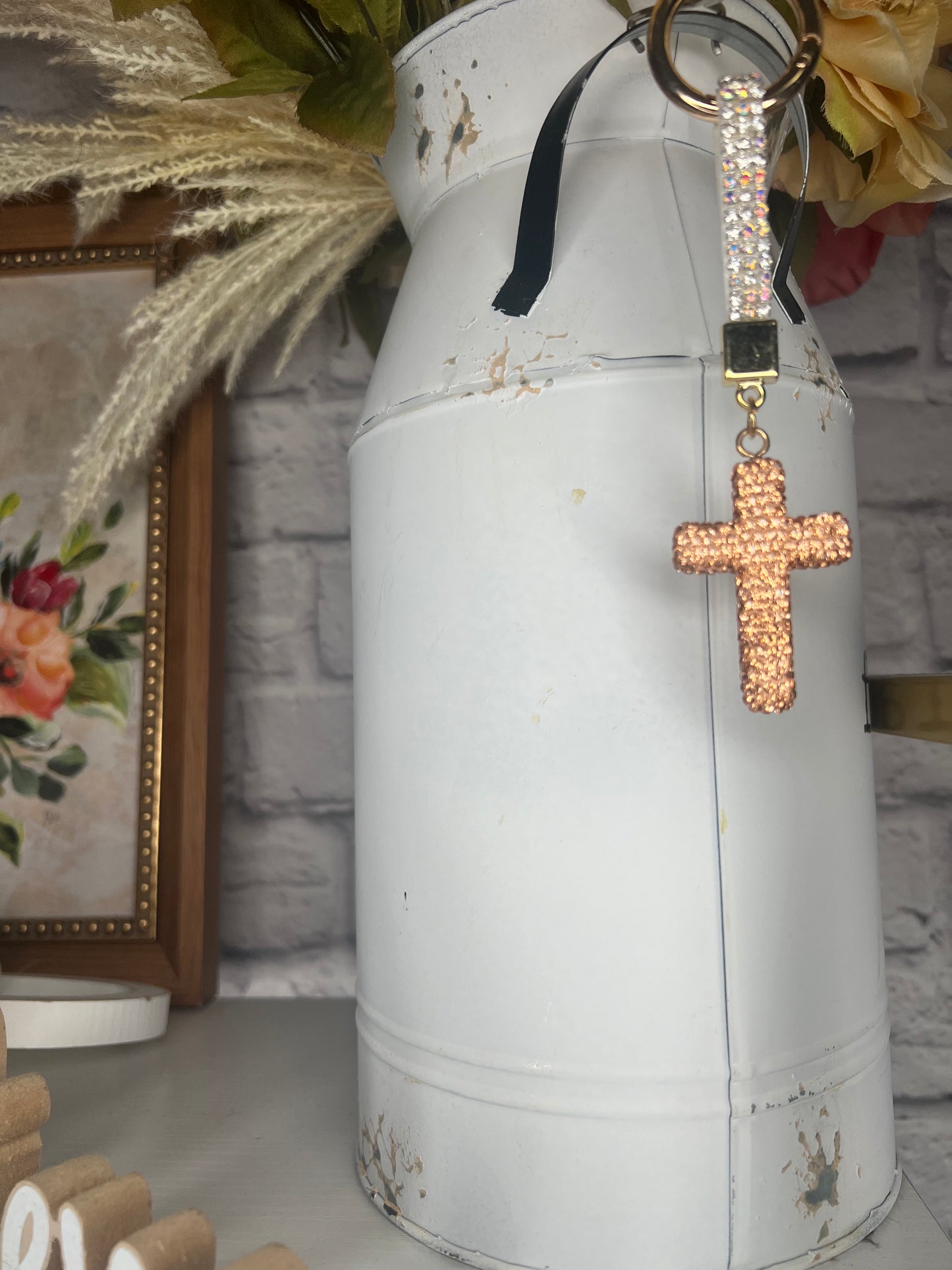 Bling Gold Cross Keychain