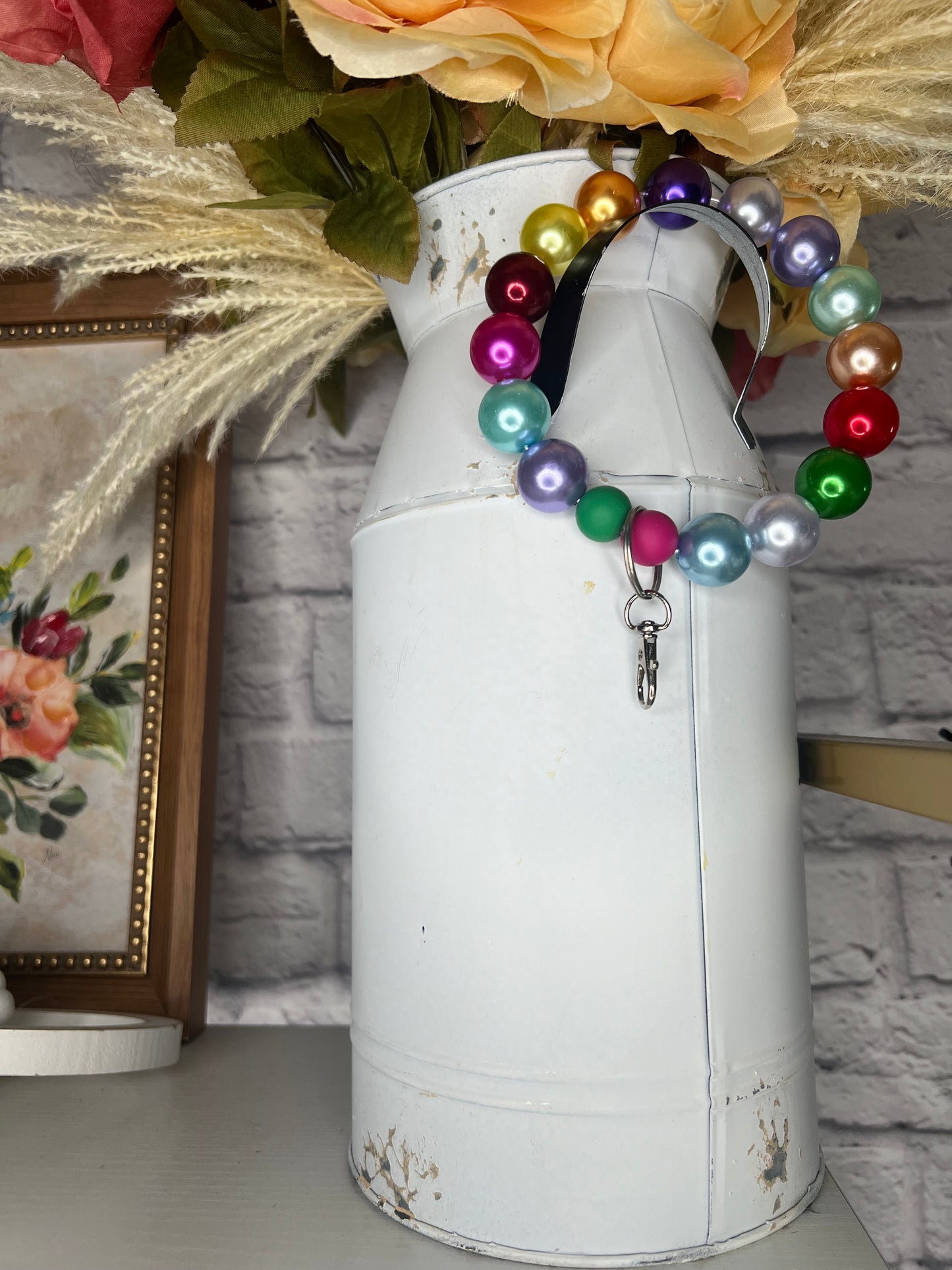 Multi Pearl Keychain Wristlet Keychain
