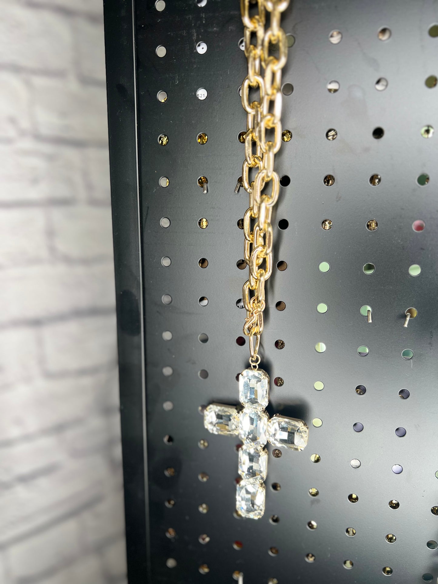 Gold Chain Crystal Cross