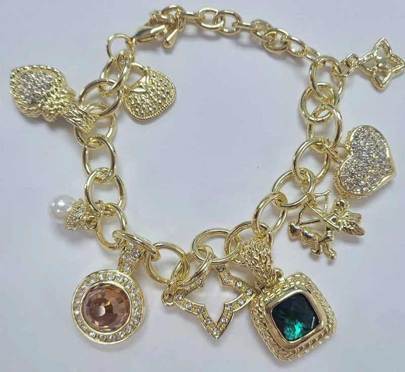 Luxury Inspired Gold Charm Bracelet