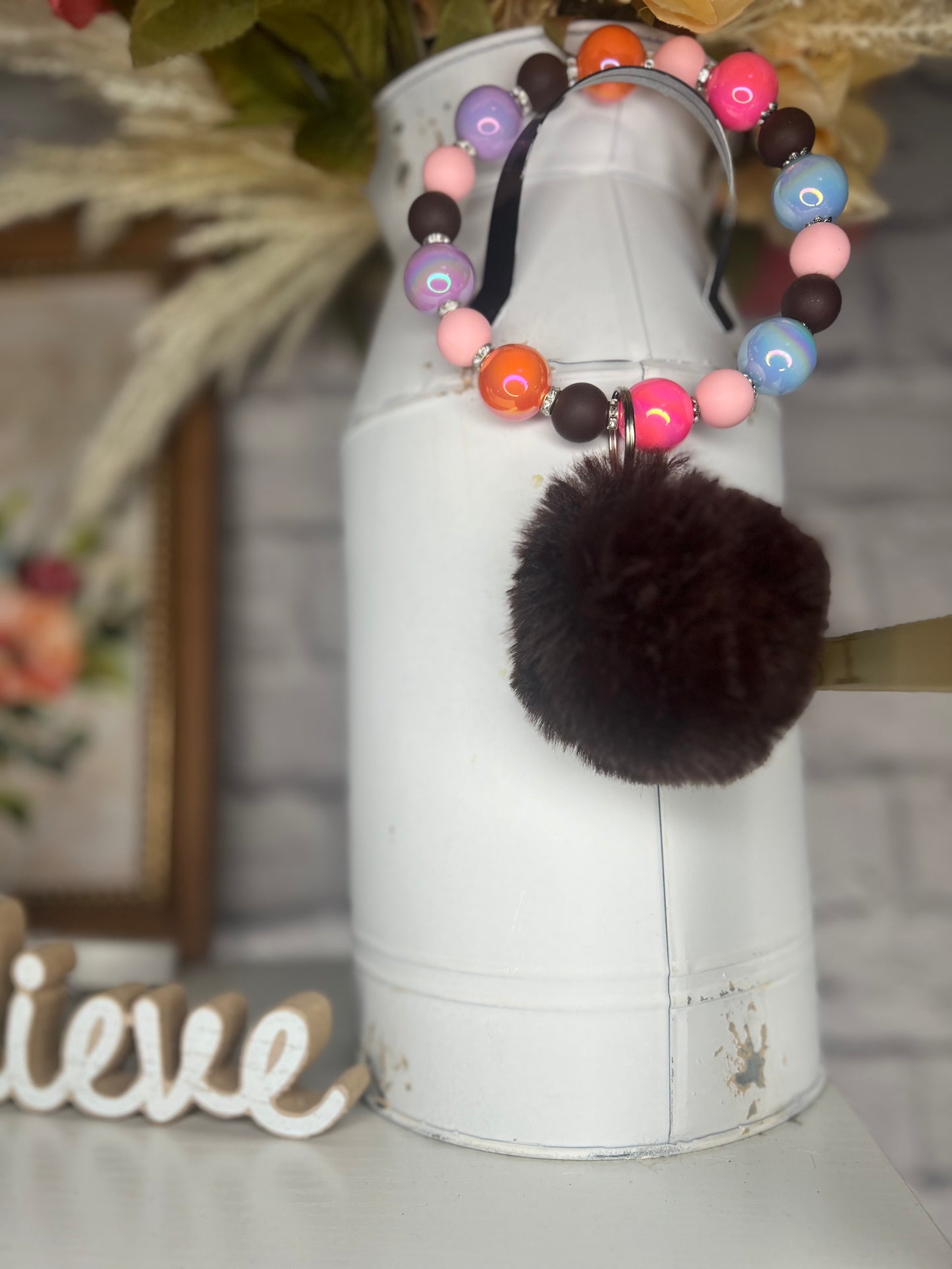 Multi Beaded Keychain Wristlet