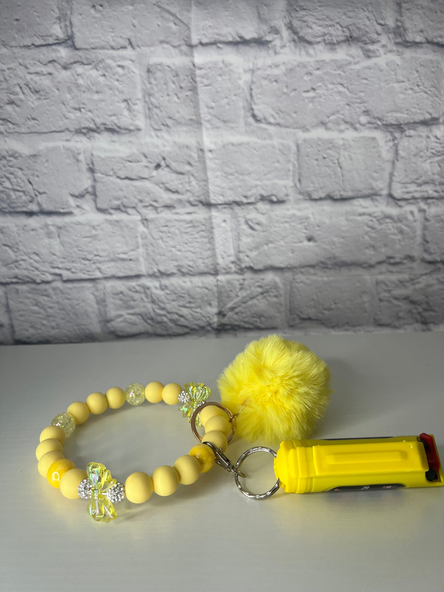 Yellow Butterfly Wristlet with Pepper Spray