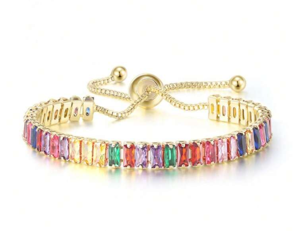 Gold Multi Color CZ Bracelet