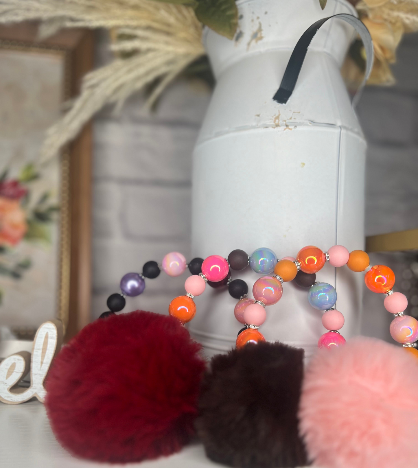 Multi Beaded Keychain Wristlet