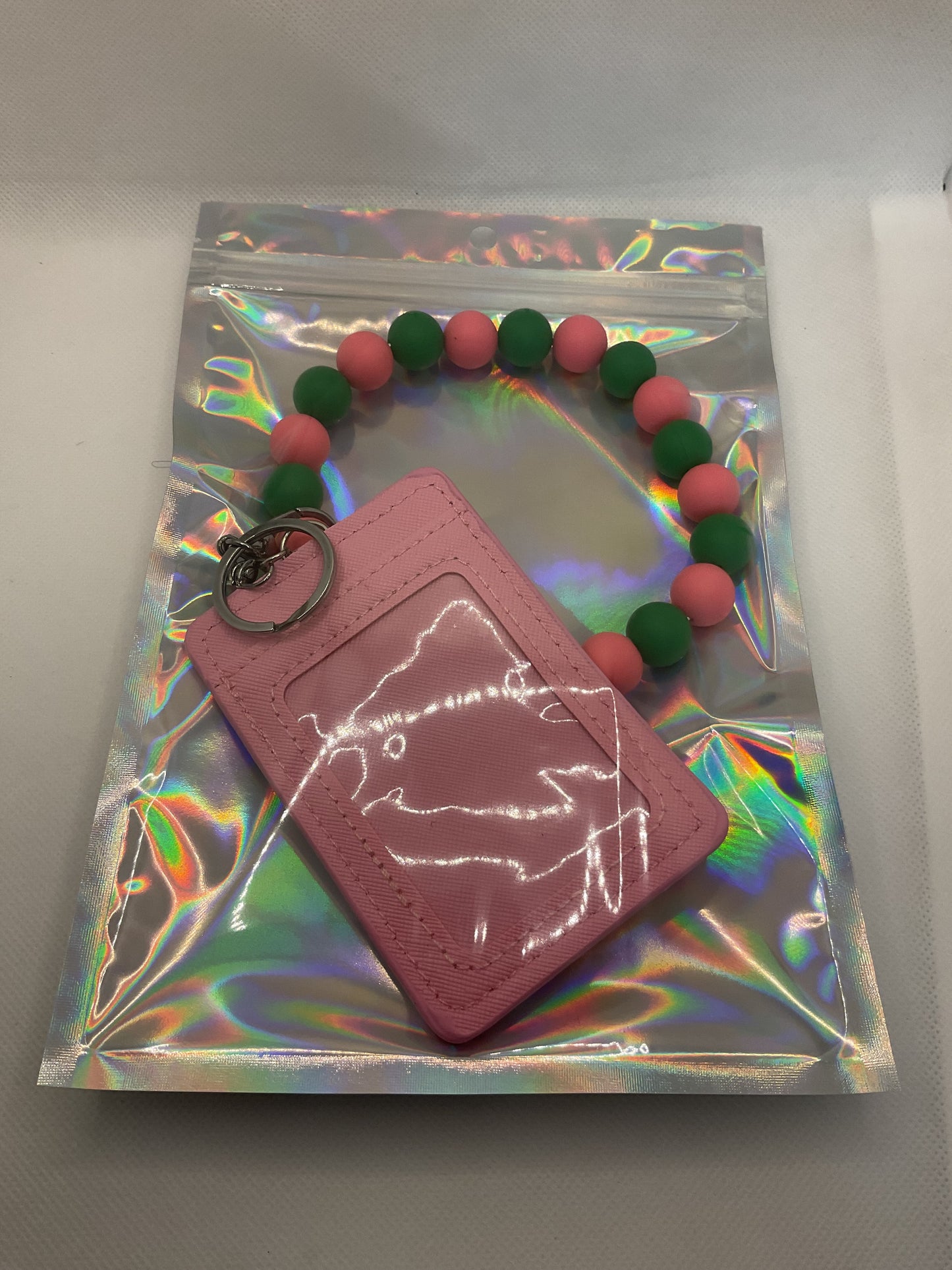 Pink & Green Wallet Keychain