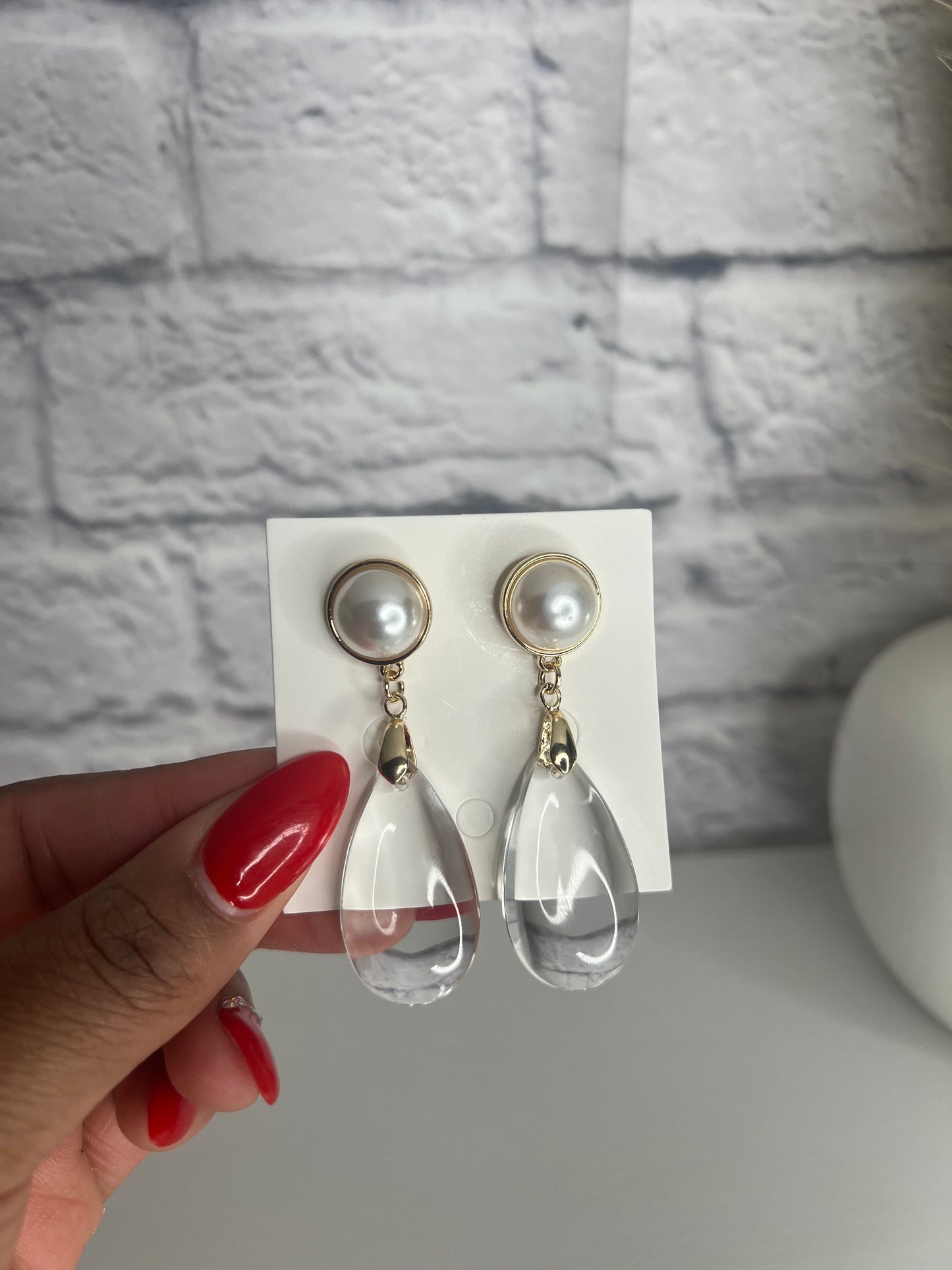 Pearl & Crystal Teardrop Earrings