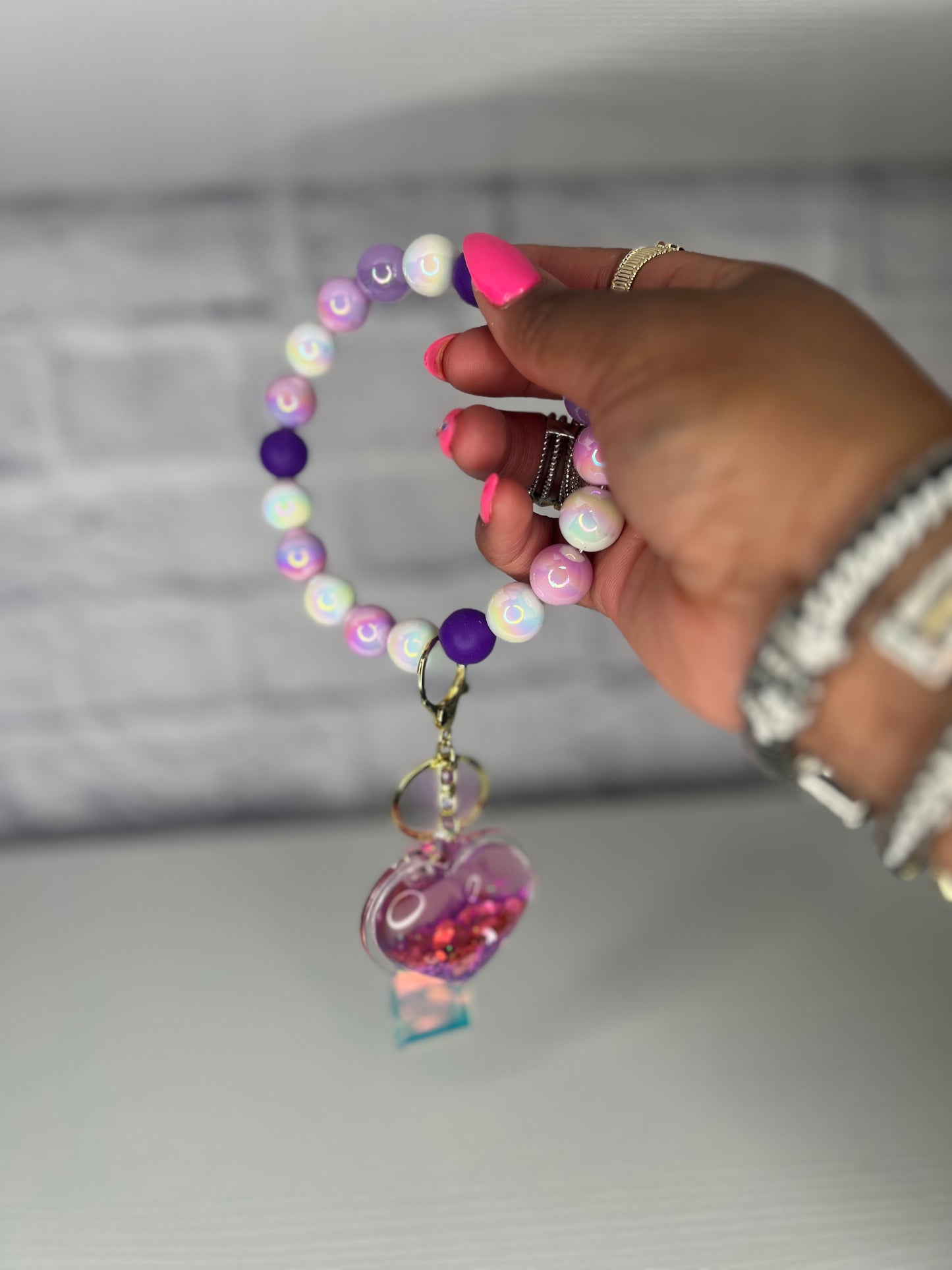 Gorgeous Purple Heart Keychain Wristlet