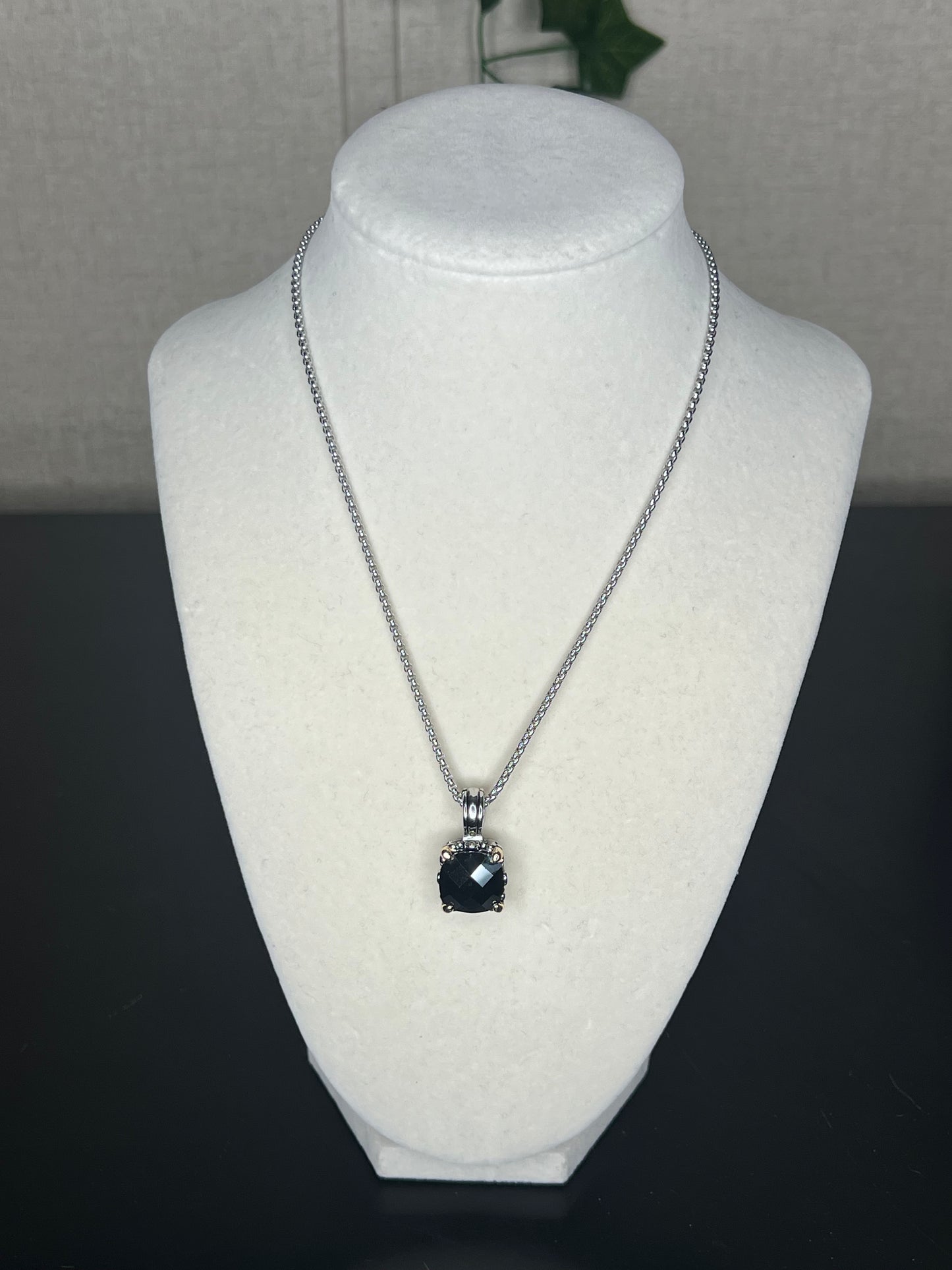 Two tone/Black, 14K Gold Plated, geometric cubic zirconia Necklace