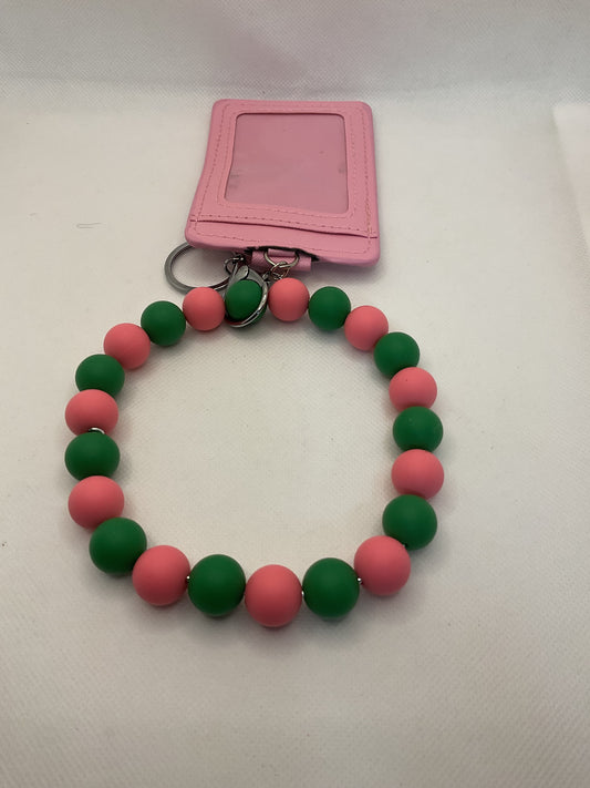 Pink & Green Wallet Keychain