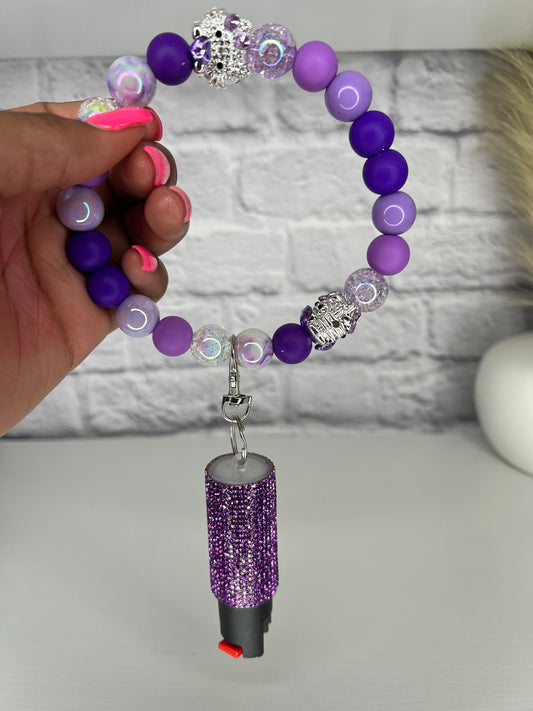 Hello Kitty Purple Keychain Wristlet with Pepper Spray