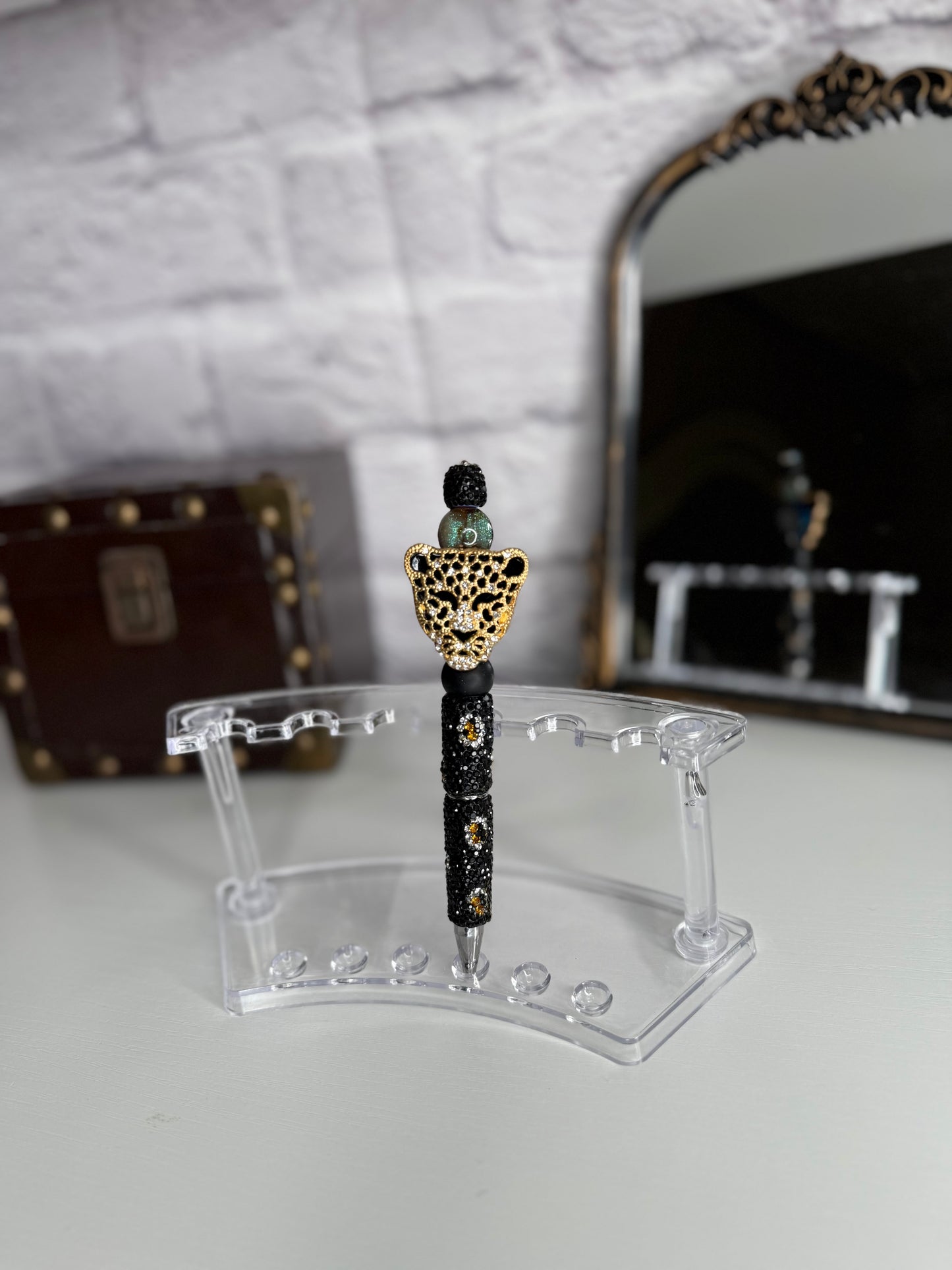 Gold & Black Leopard Glam Pen