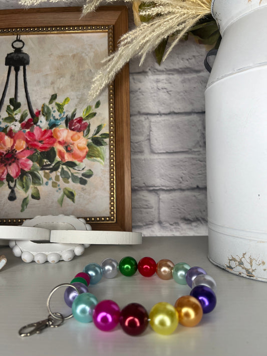 Multi Pearl Keychain Wristlet Keychain