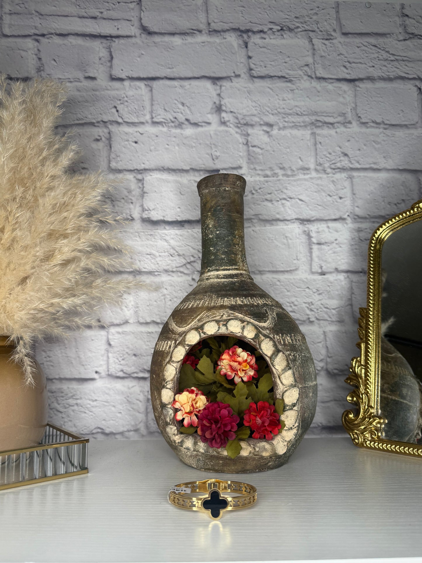 Gold Luxury Cuff with Black Clover