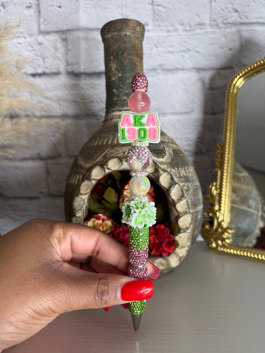 TW Pink & Green Flower Glam Pen
