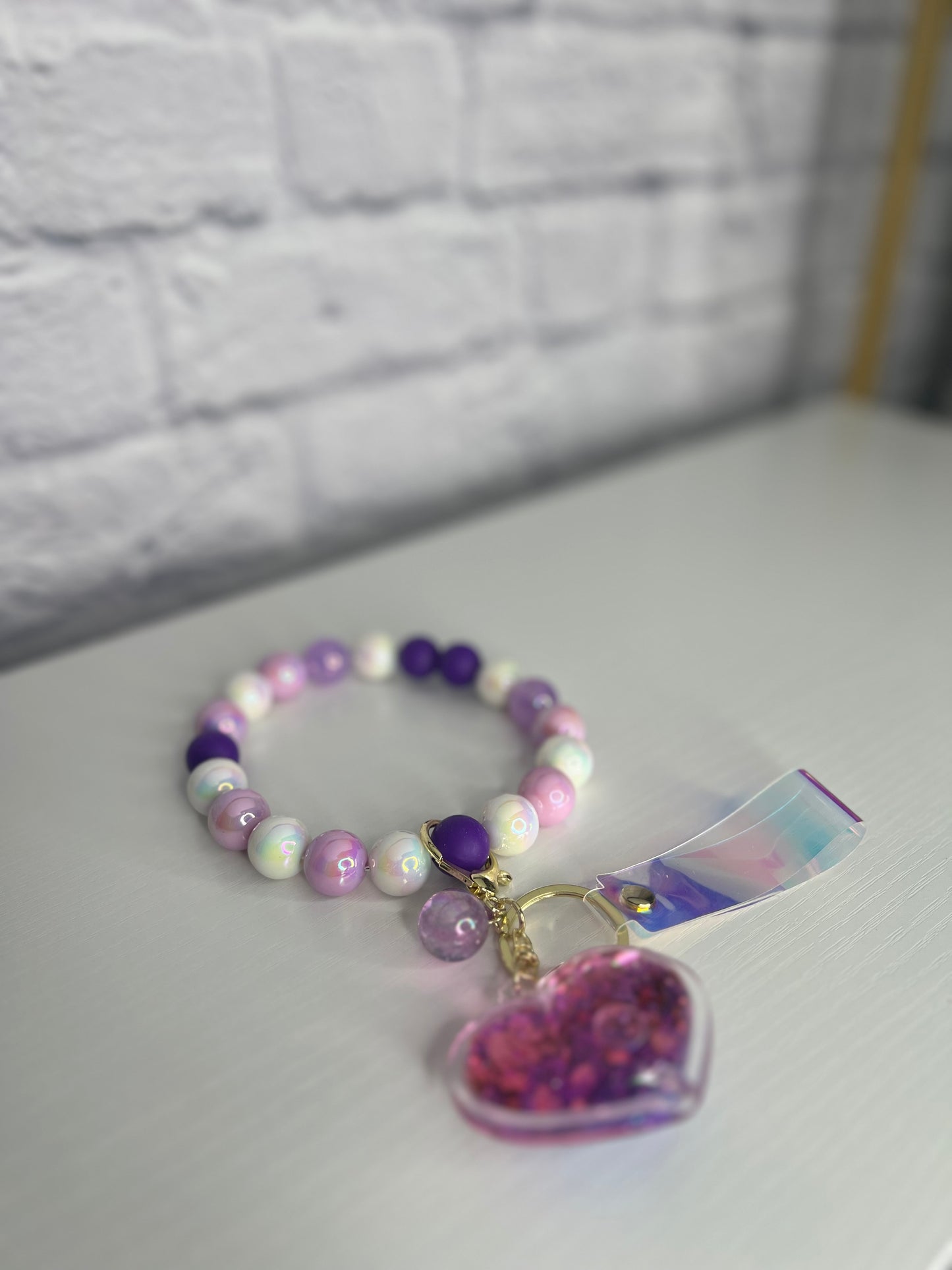 Gorgeous Purple Heart Keychain Wristlet