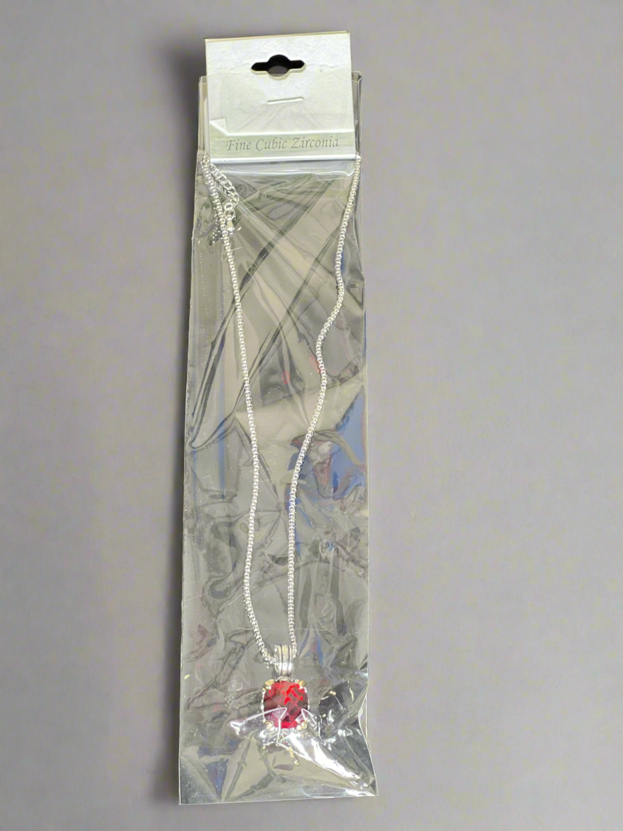 Two tone/Red, 14K Gold Plated, geometric cubic zirconia Necklace