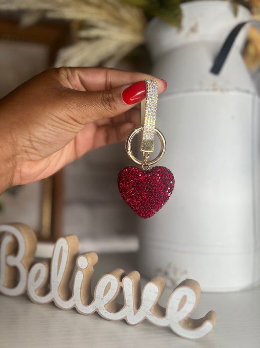 Bling Red Heart Keychain